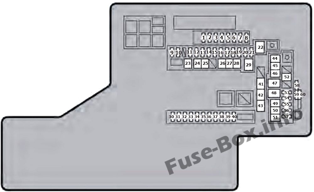 Schema van de zekeringkast onder de motorkap: Lexus GS 450h (2013, 2014, 2015, 2016, 2017)