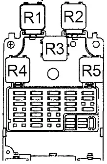Nissan Altima - schema van de zekeringkast - interieur - relaiskast