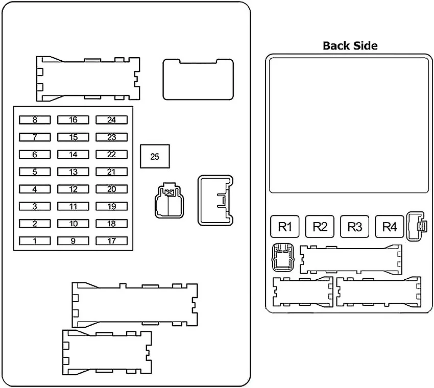 Toyota Land Cruiser Prado (J120) (2002-2009) - schema van de zekeringen
