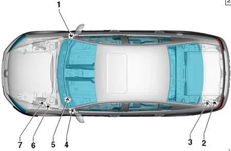 Volkswagen Passat B7 - schema van de zekeringkast - locatie